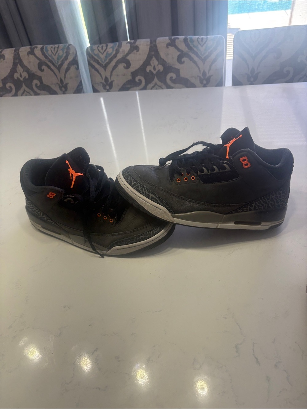 Nike Air Jordan 3 Low Men's Sneakers - Black with Orange Accents